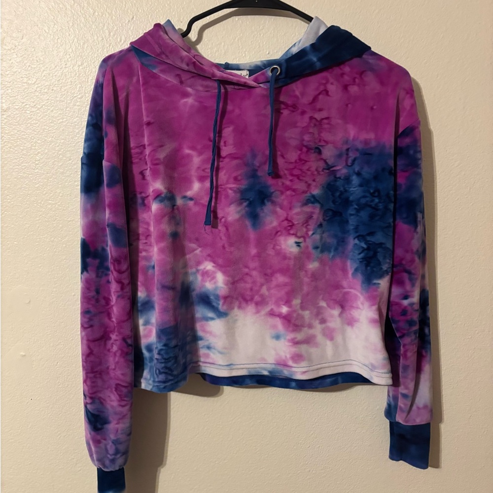 Eye Candy Pink and Blue Tie-Dye Crop Top